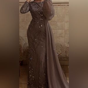 Long sleeve evening gown